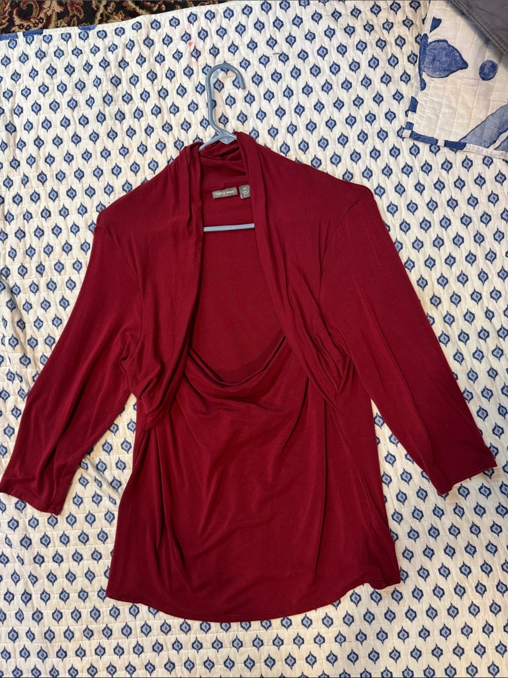 Cranberry Women's Draped Open-Front one piece top Apt 9 Xl brushed fabric